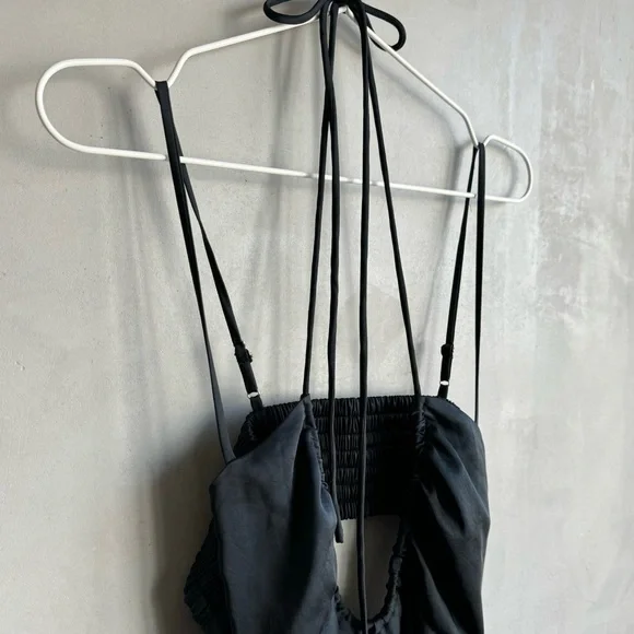 A.L.C. Sienna Halter Neck Black Slip Midi Dress - Picture 7 of 9